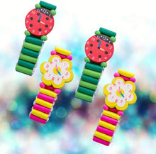 Load image into Gallery viewer, Kids Watches 4Pcs Kids Wood Watch Toy Stretchy Watches Fake Watch Wristband Bracelet Wristwatches for Boys Girls Random Styles and Colors Childrens Toys
