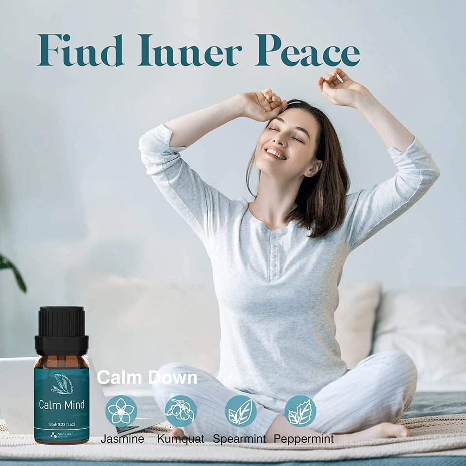 Essential Oils Blends Well-Being Gift Set of 6 X 10Ml Theraputic Grade Aromatherapy Oils for Sleep, Breathe, Calm, Stress&Anxiety Relief, Immune Defence, Happy Ideal for Diffusers Humidifiers