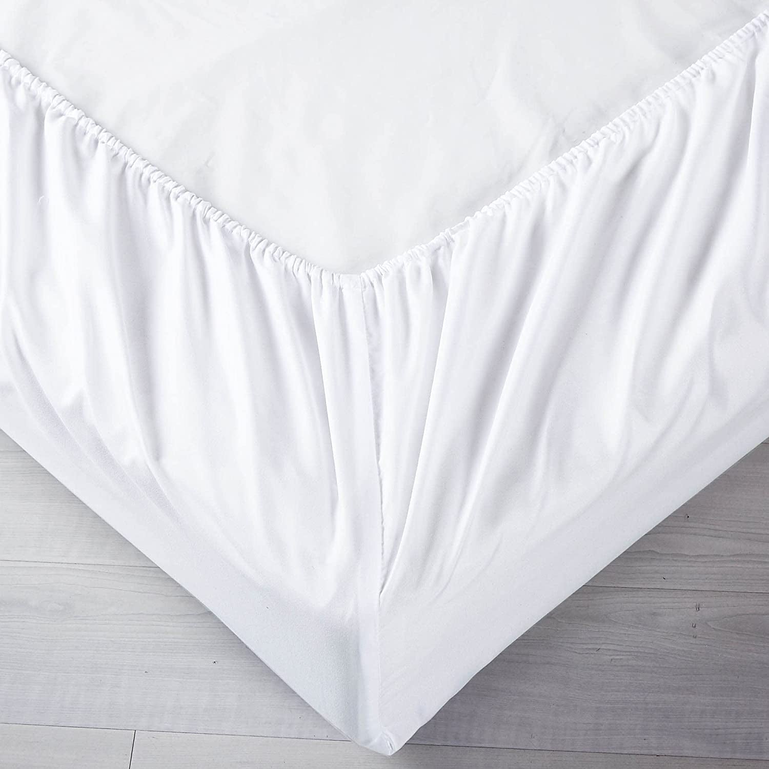 White Sheet Set King Single 1000TC Premium Soft Microfibre Solid Plain Color - 3PCS Fully Fitted 40Cm Deep Pocket Bed Sheet Set (White, King Single)