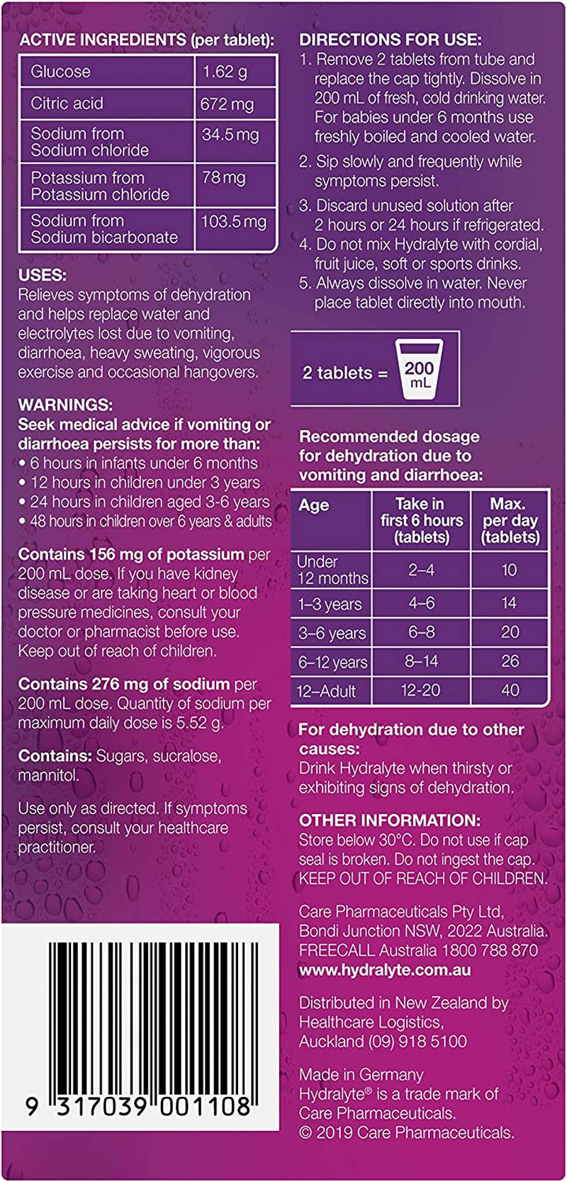 Effervescent Electrolyte Tablets Apple Blackcurrant Flavoured 40 Tablets