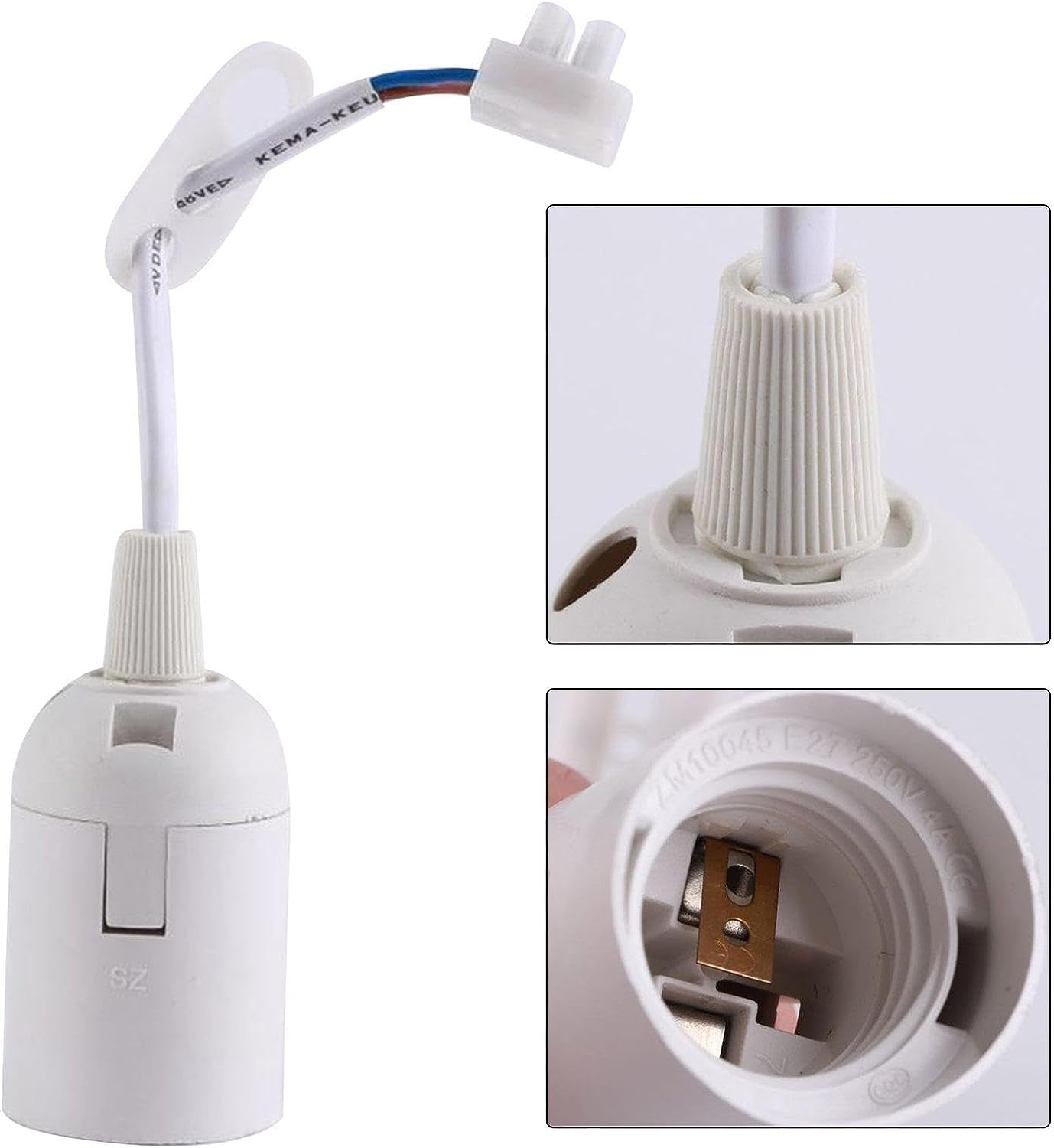 Lamp Holder E27 with Cable | 10Pcs E27 Pendant Light Socket with Cord - Shop and Family, Hangings Light Cord with Bulb Socket Safe Lamp Holder for Construction Site