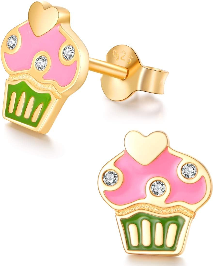 Hypoallergenic Kids Stud Earrings 925 Sterling Silver Gifts for Little Girls (Nickel Free)