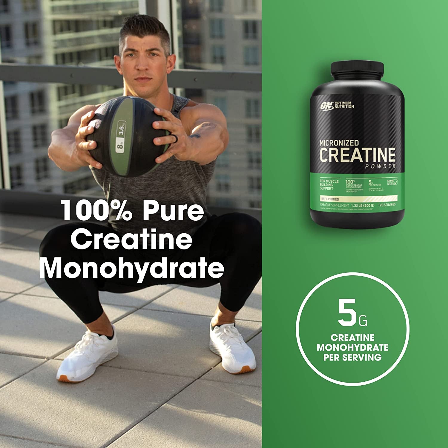 Creatine Powder, Unflavored, 600G