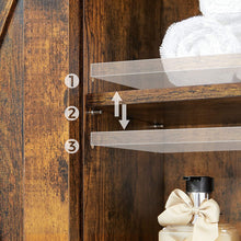 Load image into Gallery viewer, Over-The-Toilet Storage, Bathroom Oragniser Rack, for Washing Machine, with Small Cabinet, Steel Frame, Easy Assembly, Industrial, 64 X 24 X 171 Cm, Rustic Brown and Black
