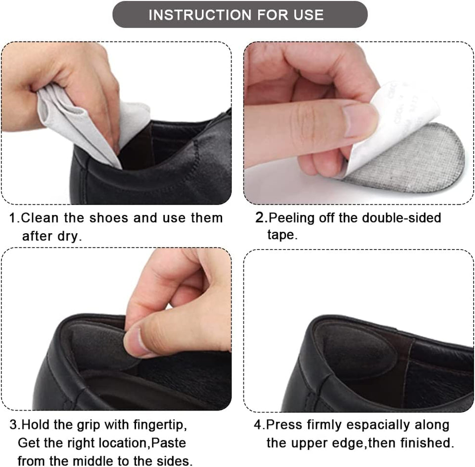 Dr. Foot'S Heel Grips for Men and Women, Self-Adhesive Heel Cushion Inserts Prevent Heel Slipping, Rubbing, Blisters, Foot Pain, and Improve Shoe Fit (Black)
