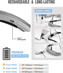 LED Neck Reading Light, Book Light for Reading in Bed, 3 Colors, 6 Brightness Levels, Bendable Arms, Rechargeable, Long Lasting, Perfect for Reading, Knitting, Camping, Repairing