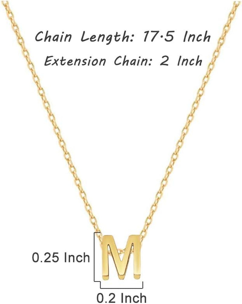 Small Initial Necklace 18K Gold Plated Stainless Steel Tiny Letter Necklace Personalized Monogram Name Necklace for Women Girls