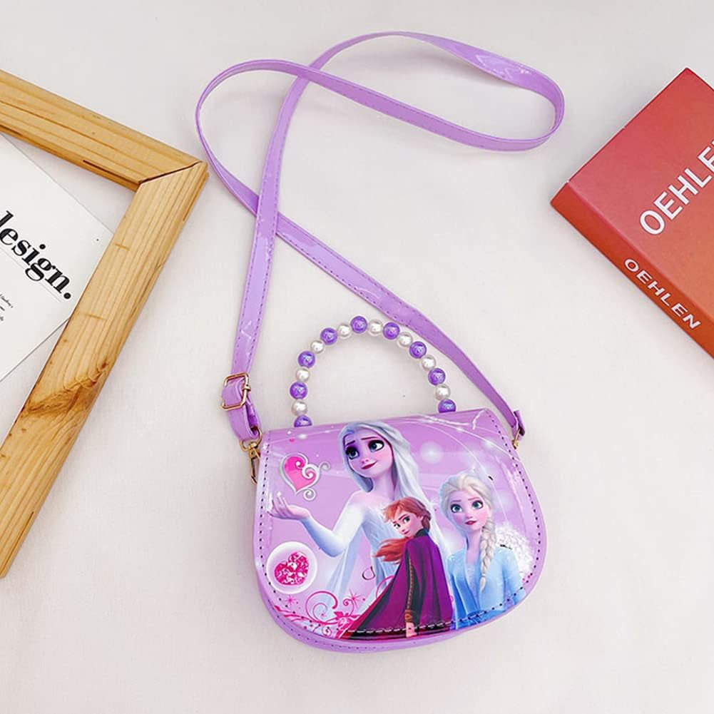 Elsa Handbag, Shoulder Bag, Anna and Elsa Children'S Handbag, Frozen Children'S Shoulder Bag, Elsa Bags, School Backpack with Adjustable Strap for Children Girls, Purple (18 X 15 X 7 Cm)