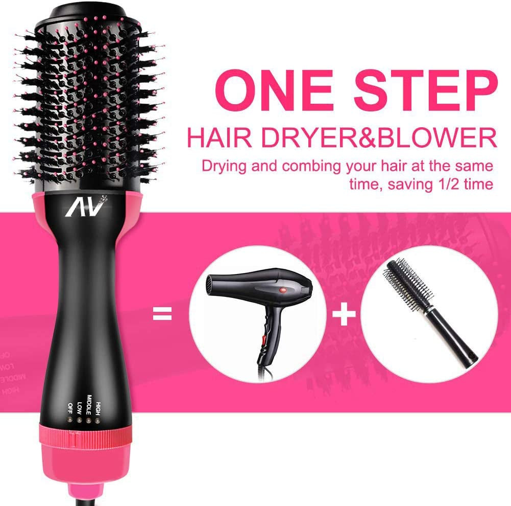 AU Plug Hot Air Brush,One Step Hair Dryer & Volumizer Hair Dryer & Volumizing Styler Comb 3-In-1 Negative Ion Straightening Brush Salon Hair Straightener Brush Curler for All Hair Types