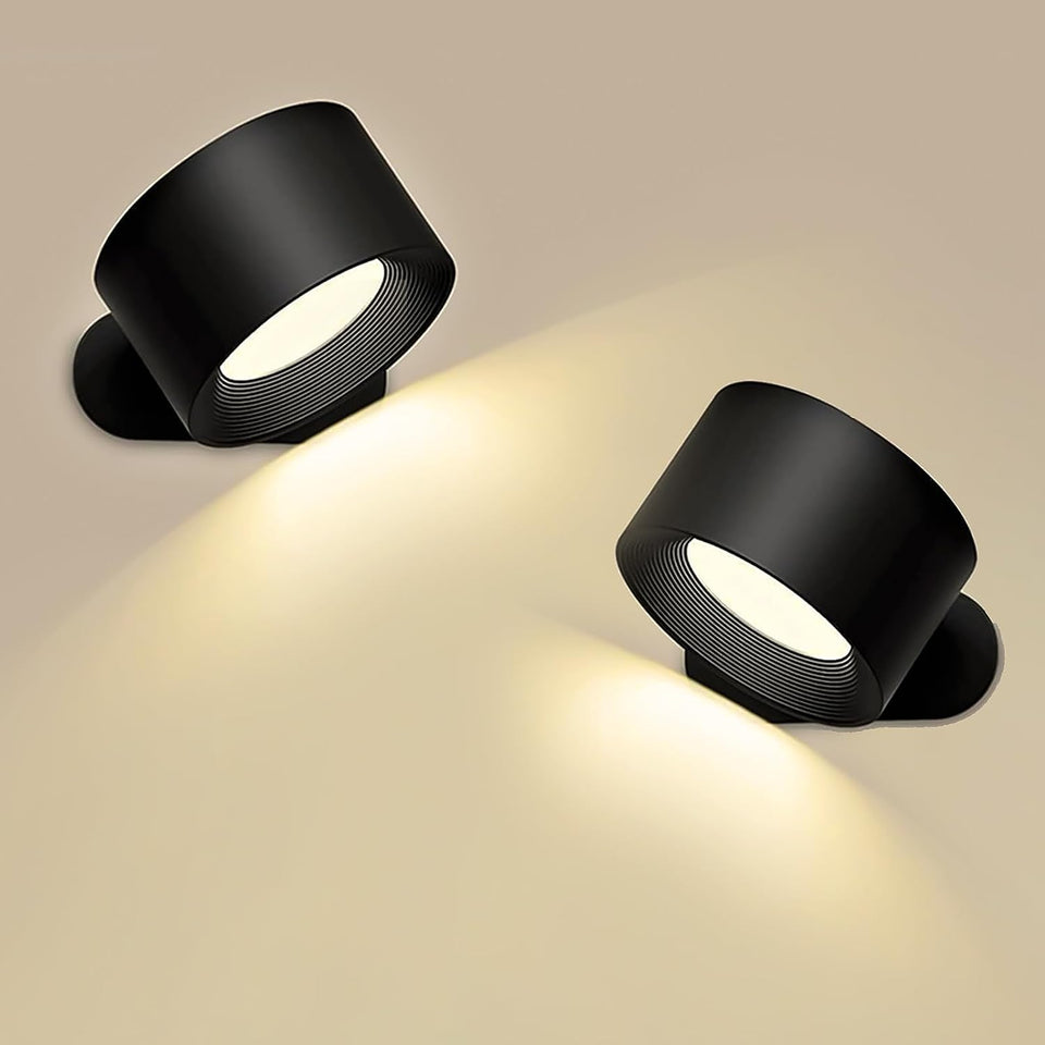 Wall Sconces, 2 Packs LED Wall Sconces with Rechargeable Battery, 3 Color Temperatures 3 Brightness Levels, 360° Magnetic Wall Spotlights, Wall Cordless Lights for Headboard Reading Bedside