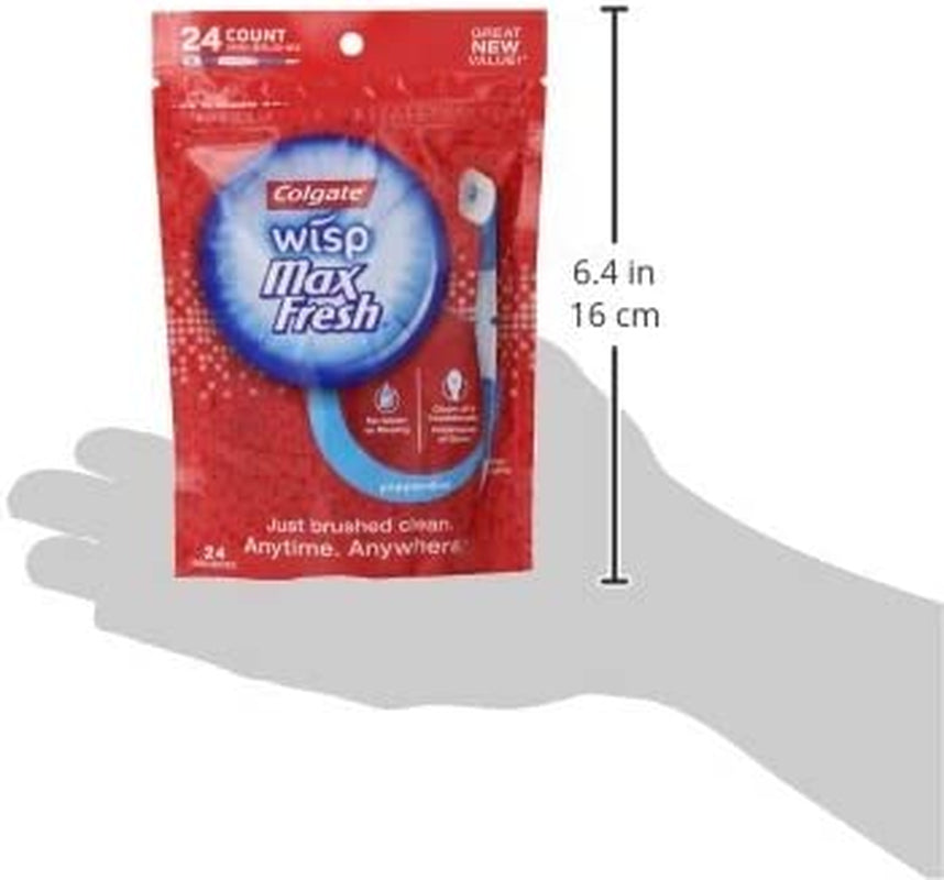 Max Fresh Wisp Disposable Mini Toothbrush, Peppermint - 24 Count (1 Pack)