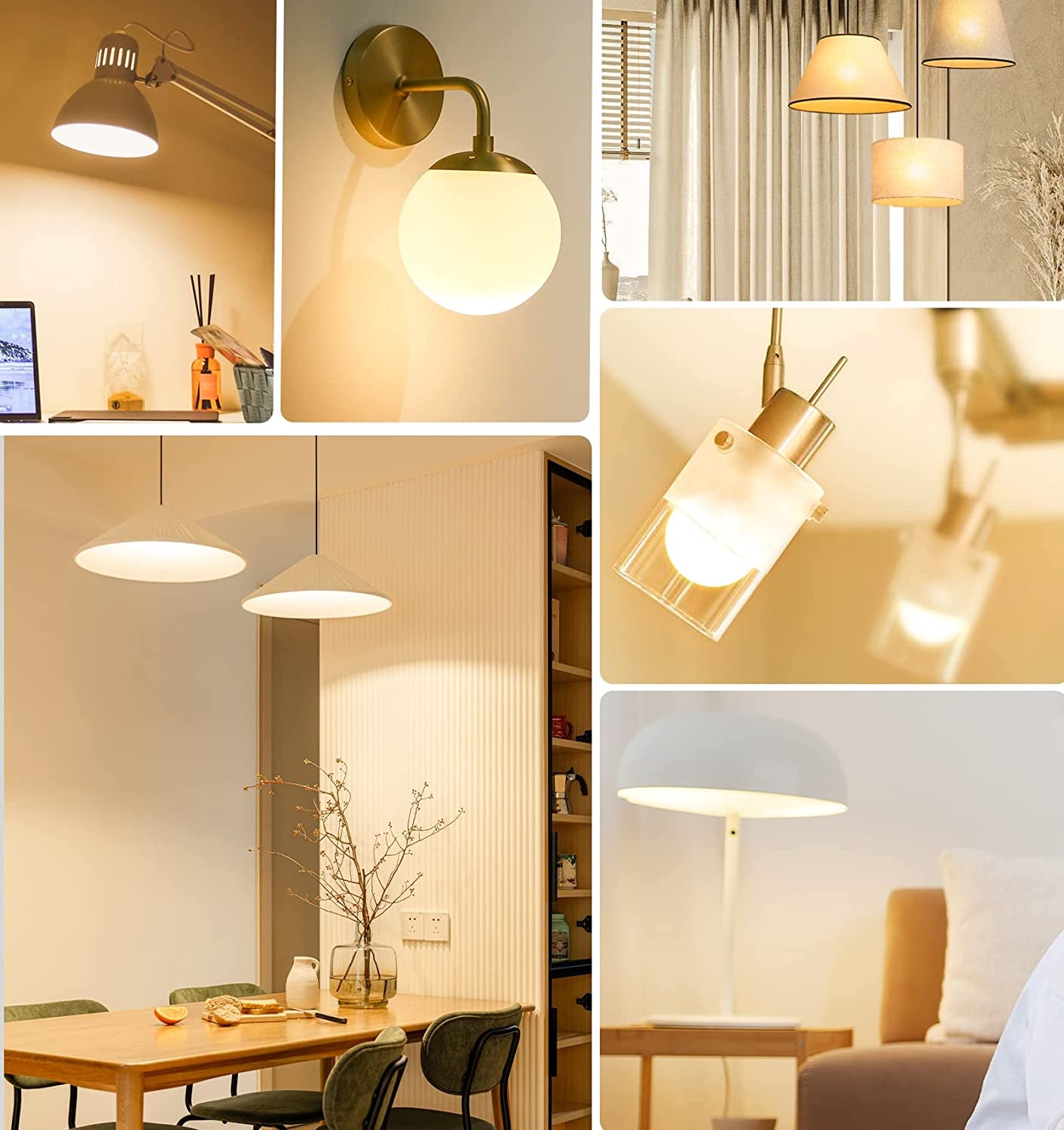 E27 Bulb, LED Light Bulb, 9W Equivalent to 60W Incandescent, Warm White White 2700K, 806LM, CRI 90, A60 Edison Screw, Non-Dimmable, Energy Saving E27 Bulbs for Lamp, Pack of 6