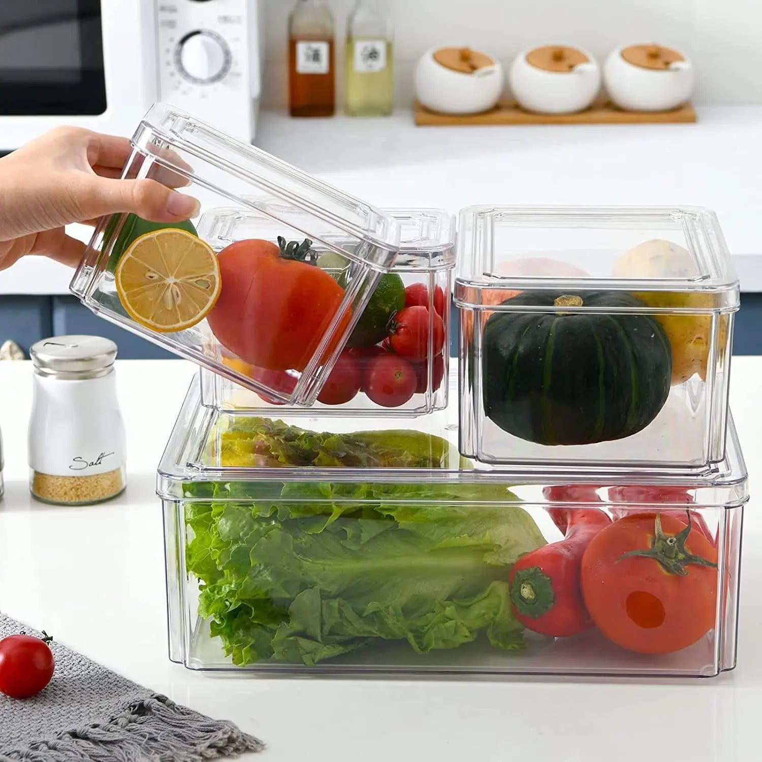 Fridge Organizer, Set of 7 Stackable Refrigerator Organizer Bins with Lid, Fridge Organizers and Storage Clear Containers, Bpa-Free Plastic Food Storage Bins for Food, Drinks, Fruits, Vegetable…