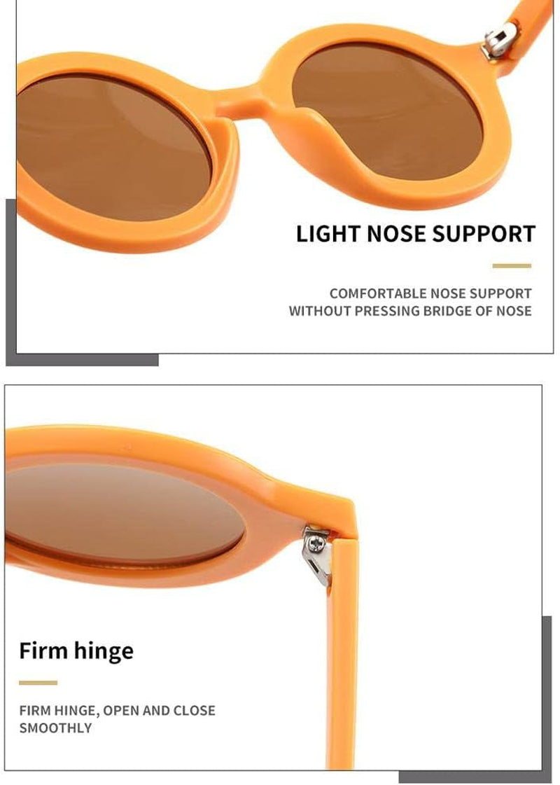 Cute round Sunglasses for Kids Toddler Boys Girls UV400 Protection Eyewear Summer Outdoor Sports Beach Holiday, Age 3-10