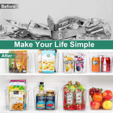 Clear Plastic Storage Bins, 4 Pack Perfect Pantry Organizers and Storage Containers Refrigerator Organizer Bins with Handles Kitchen Cabinet Freezer Closet Bathroom Storage Organization