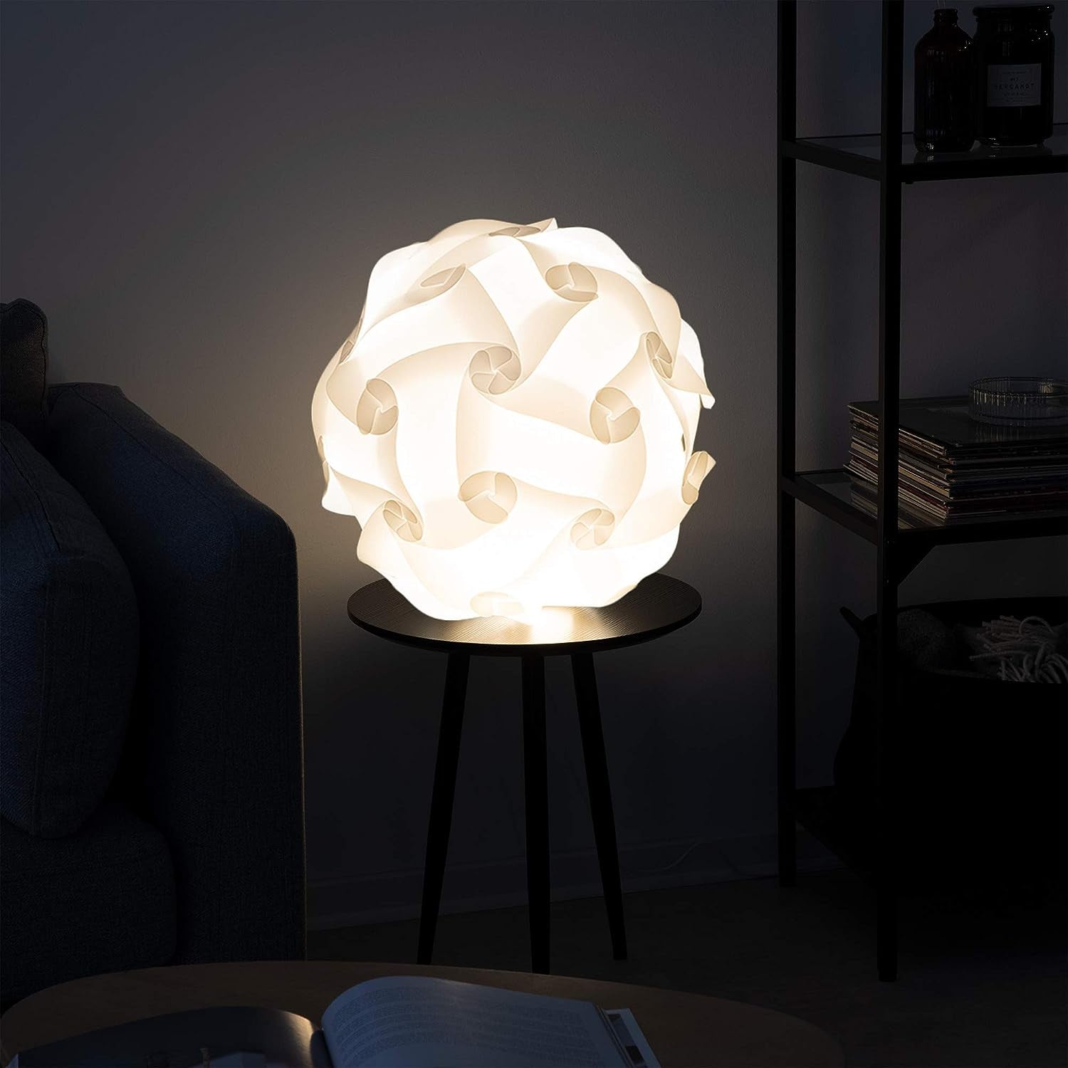 DIY Puzzle Lamp Shade - Modern IQ Jigsaw Light in 30 Pieces Min. 15 Different Designs - Diameter Approx. 15.7 In/40 Cm - White in Size XL
