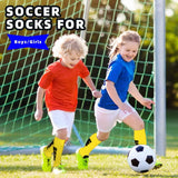 Kids Soccer Socks, [2 Pairs] Athletic Knee High Socks for Youth Boys Girls for US Size 3-6.5 / Age 6-12
