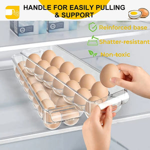 Egg Holder for Refrigerator 2 Pcs Egg Storage Organizer Container with Lids Plastic Egg Tray 14 Eggs Fridge Stackable Egg Storage Frigerator Organizer Bins for Egg Refrigerator Kitchen