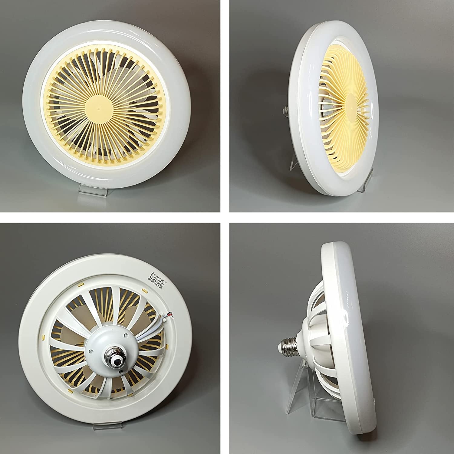 Socket Fan Light Ceiling Fan with Led Light Small Fan Lamp,High Brightness with Breeze,E27 Base,Switch Control,For Top of Desk Tent Garage Storage Room Dressing Room Other Small Rooms (Fan Light Only)