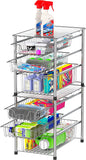 Simplehouseware Stackable 3 Tier Sliding Basket Organizer Drawer, Chrome