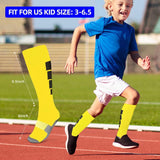 Kids Soccer Socks, [2 Pairs] Athletic Knee High Socks for Youth Boys Girls for US Size 3-6.5 / Age 6-12