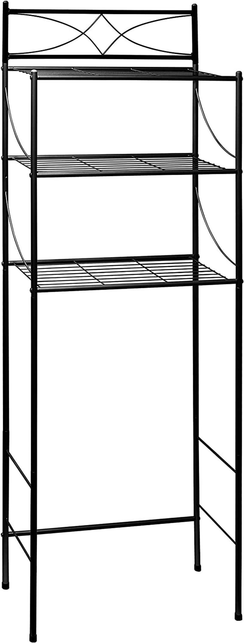3 Shelf over Toilet Bathroom Space Saver Towel Storage Rack Organizer, 59 X 25 X 165Cm (Black)