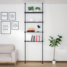 Load image into Gallery viewer, Adjustable over the Toilet Storage Floor to Ceiling, Freestanding Bathroom Organizer over Toilet Shelf with Tension Poles, 4 Tier Metal Rack (Black)
