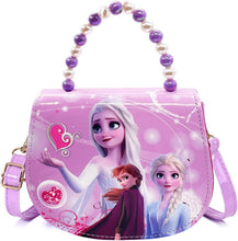 Load image into Gallery viewer, Elsa Handbag, Shoulder Bag, Anna and Elsa Children&#39;S Handbag, Frozen Children&#39;S Shoulder Bag, Elsa Bags, School Backpack with Adjustable Strap for Children Girls, Purple (18 X 15 X 7 Cm)
