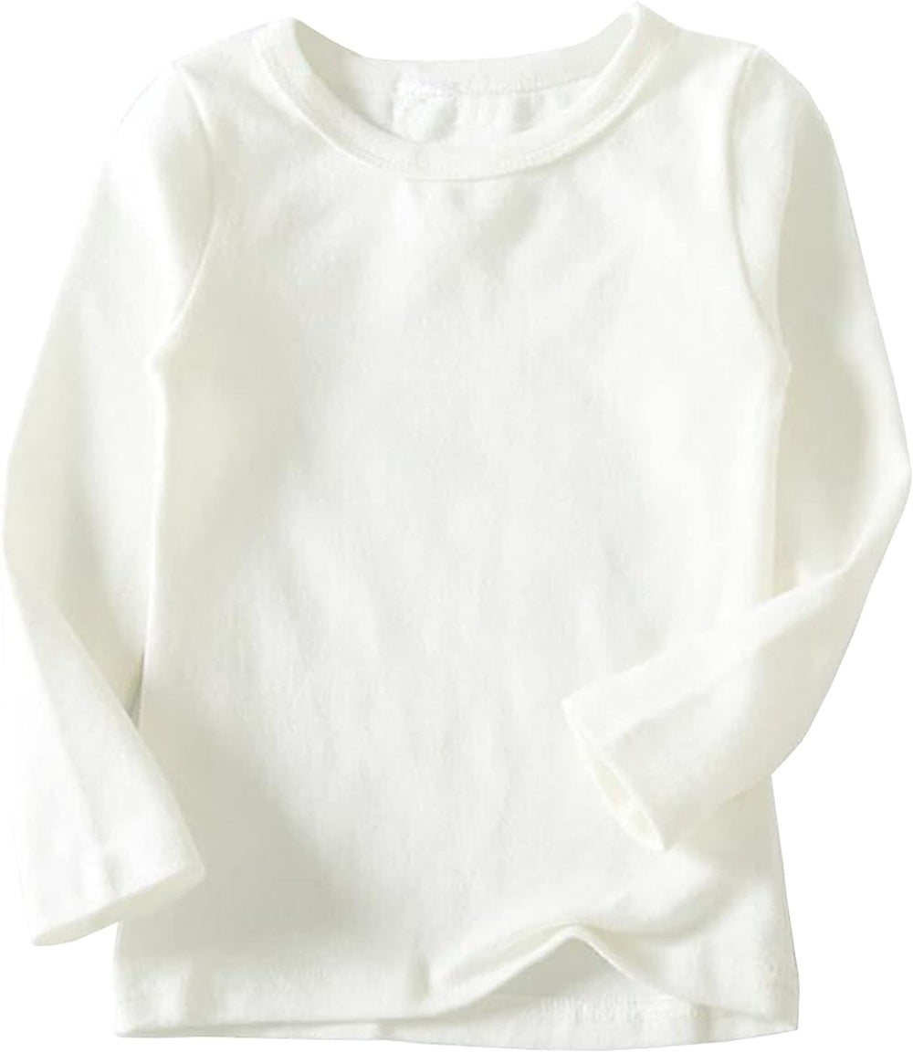 Girls Crew Neck T-Shirt Soft Warm Base Layer Toddler Little Kids Cotton Long Sleeve Tops
