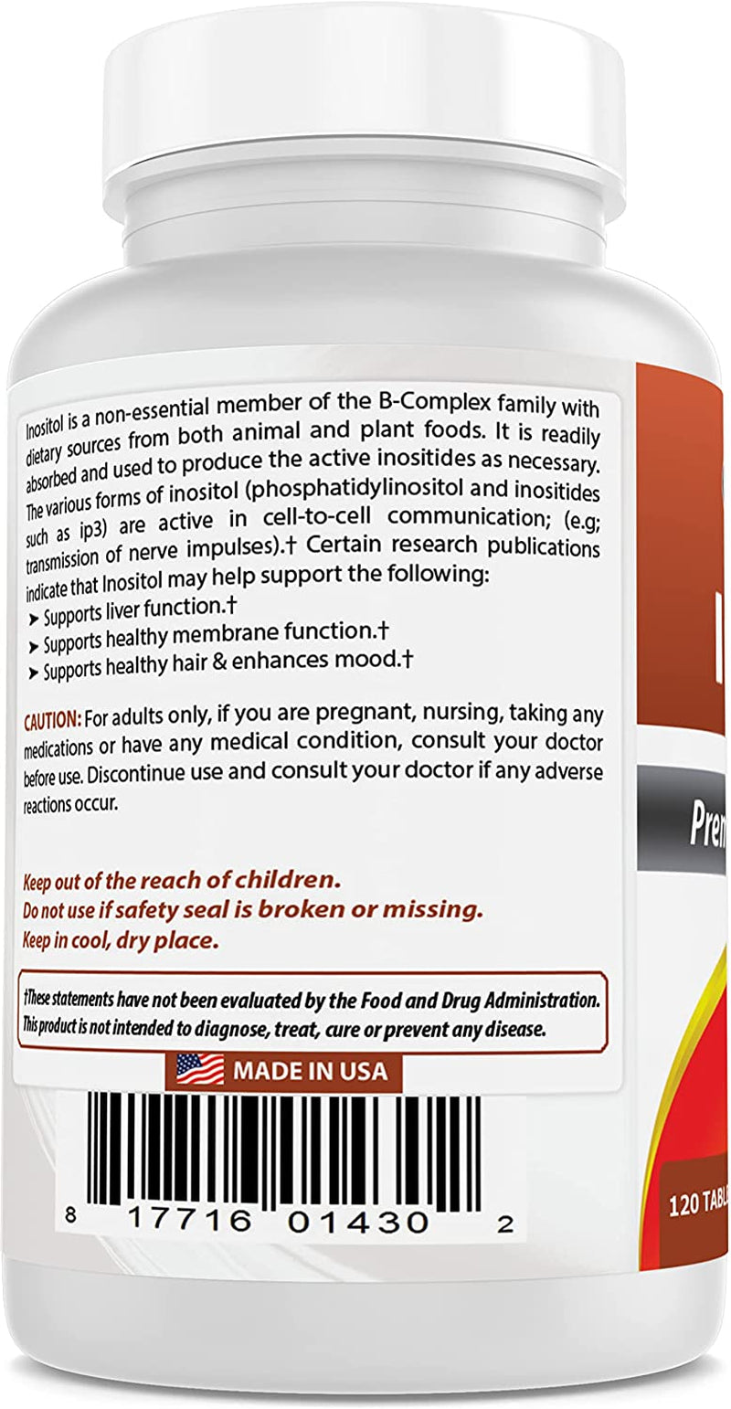 Inositol 1000Mg 120 Tablets - Also Called Vitamin B8