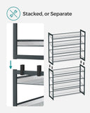 Shoe Rack, 8-Tier Shoe Organizer, Metal Shoe Storage for Garage, Entryway, Set of 2 4-Tier Stackable Shoe Shelf, with Adjustable Flat or Angled Shelves, Holds 32-40 Pairs, Grey