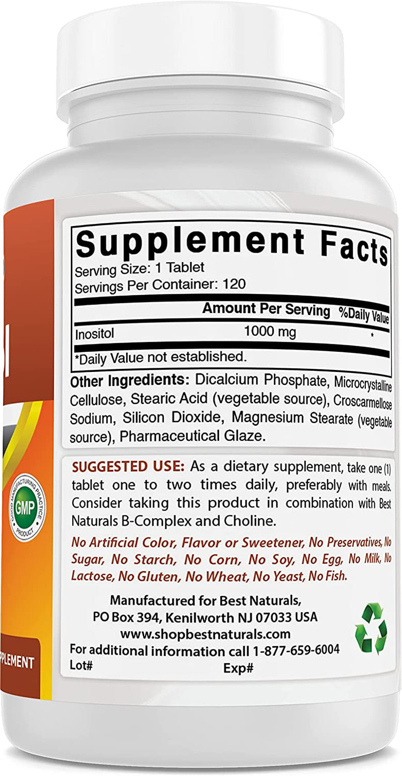 Inositol 1000Mg 120 Tablets - Also Called Vitamin B8