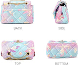 Unicorn Quilted Little Girls Crossbody Purse for Toddler Kids, 5.5'