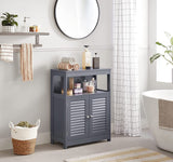 Bathroom Storage Floor Cabinet, Free Standing with Double Shutter Doors and Adjustable Shelf, Gray BBC040G01