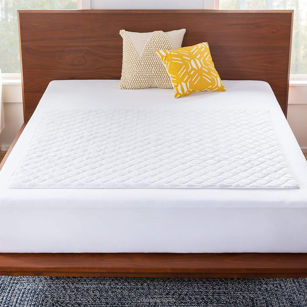 44" X 52" Skid Resistant Waterproof Sheet and Mattress Protector Pad-Highly Absorbent-Machine Washable-Quilted, White