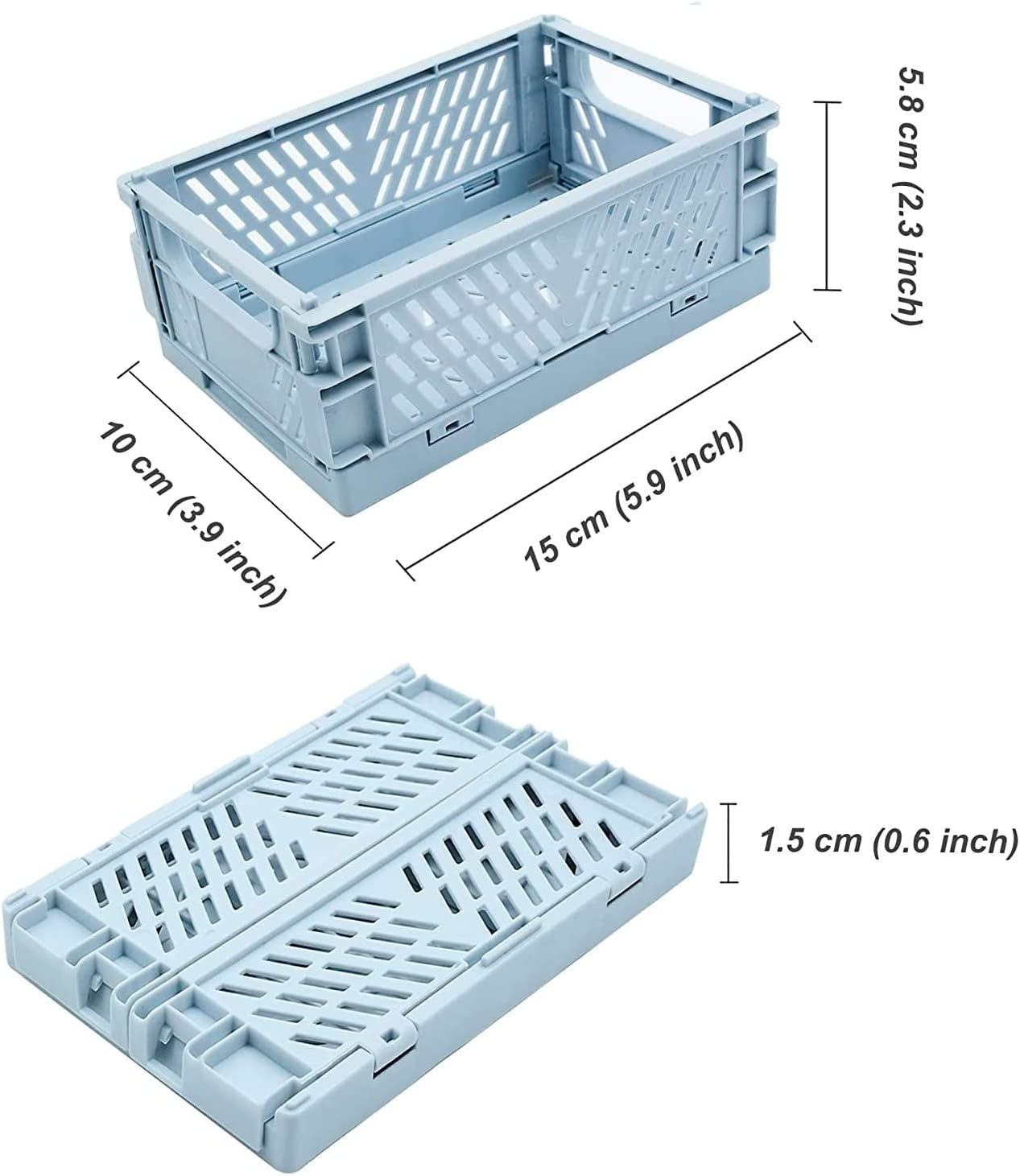 Mini Baskets Plastic for Shelf Home Kitchen Storage Bin Organizer,Stacking Folding Storage Baskets for Classroom Bedroom Bathroom Office 4-Pack