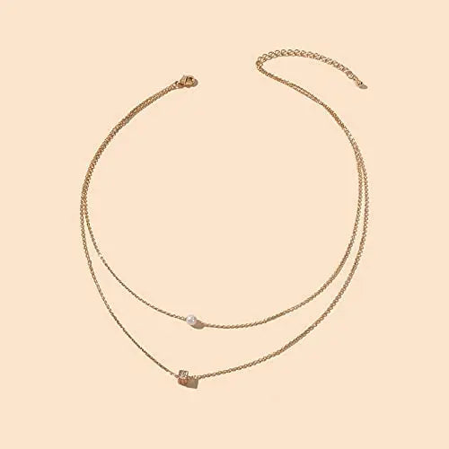 Crystal Pearl Casual Decor Multi Layered Gold Necklace Collar  for Women pattanaustralia