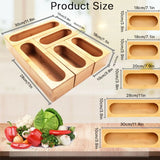 5 Pack Bamboo Storage Bag Organizer Food Storage Bag Organizer Holders Kitchen Drawer Dispenser Compatible with Gallon, Quart, Sandwich, Snack, Candy Variety Size Bags