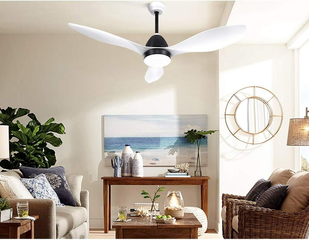 48'' Ceiling Fan Light Remote Control DC Motor White 3 Blades 1300Mm