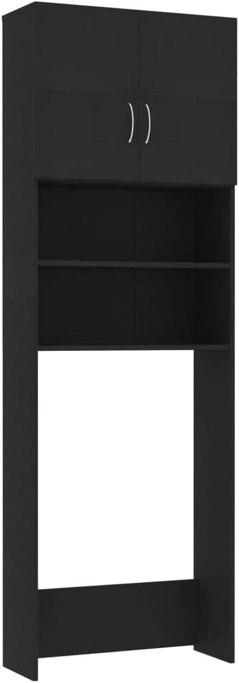 Washing Machine Cabinet Indoor Compartment Bathroom Shelf Storage Rack Utility Space Saving Home Organiser Black Engineered Wood