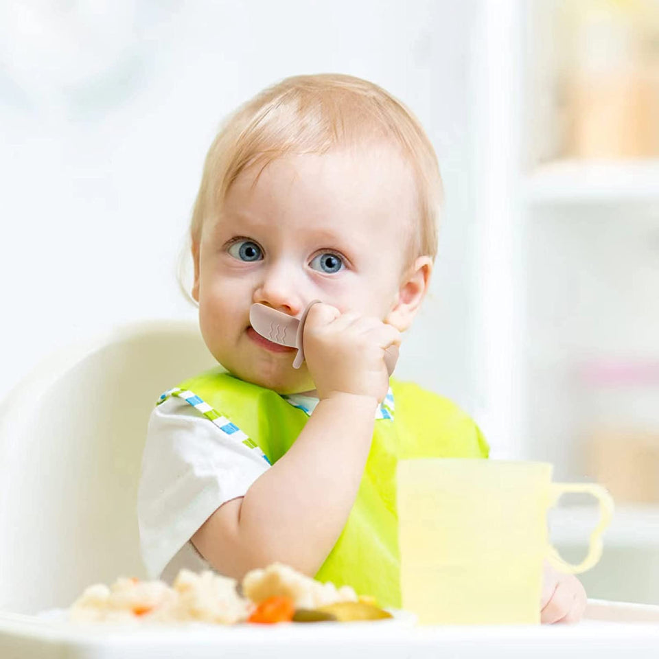 6 Pack Silicone Baby Spoons and Fork Feeding Set- Anti-Choke First Self Feeding Utensils for Baby Led Weaning Ages 3 Months