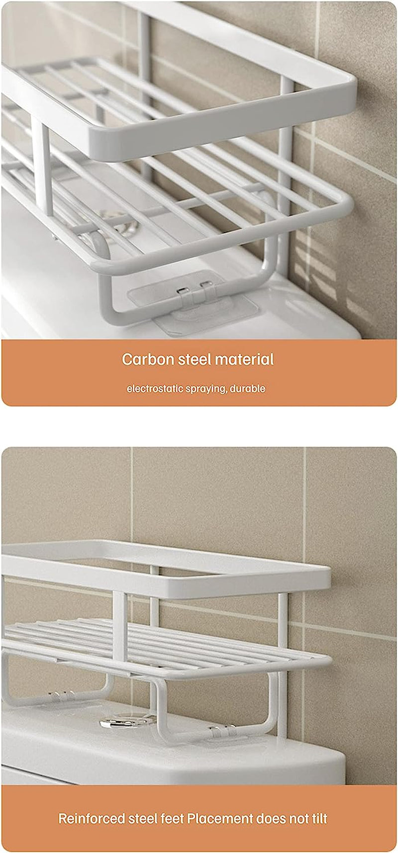 Over the Toilet Storage,1-Tier Bathroom Organizer Shelves, Multifunctional Toilet Rack,No Drilling Space Saver with Wall Mounting Design (White, 1 Tier)