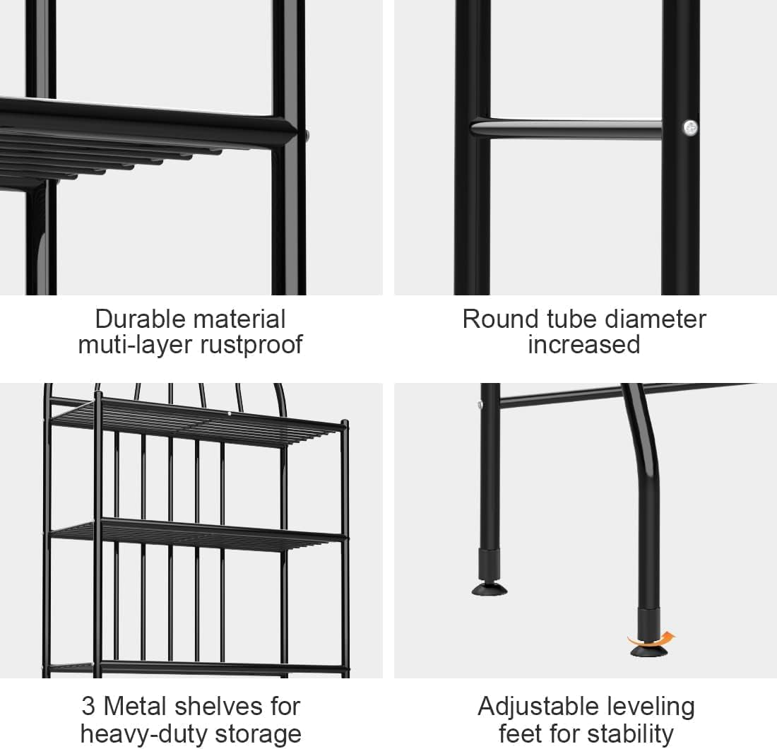 3-Tier over the Toilet Storage Rack, Metal Bathroom Organizer Bathroom Shelf Space Saver (Black)