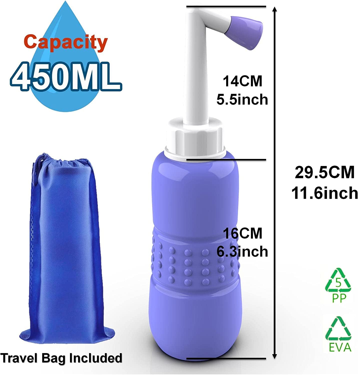 Peri Bottle for Postpartum Care Squirt Bottle 450Ml Portable Travel Bidet for Different Needs Peri Wash Bottle for Baby Female and Bedridden Patient for Postpartum Essentials, Feminine Care (1Pcs)