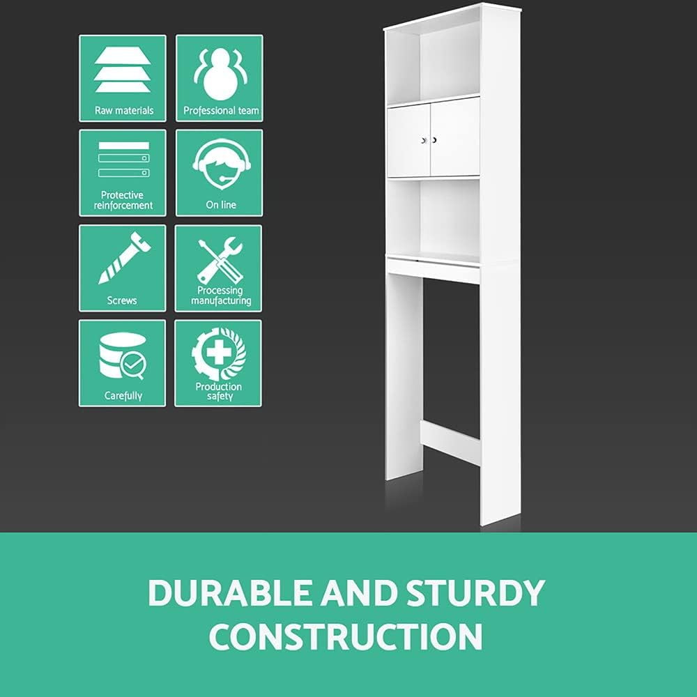Bathroom Storage Cabinet Shelf 195CM Toilet Organiser Laundry Cupboard Space Saver