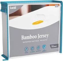 Load image into Gallery viewer, Premium Rayon from Bamboo Jersey Mattress Protector - Ultra Soft - Waterproof - Queen, White
