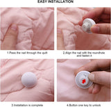 Duvet Pin Duvet Clips 16 Sets, Duvet Cover Pins Comforter Clips with Soft Fabric Material, Double Sided Pin Fasteners for Quilt, Cushions, Curtains - White
