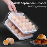 Egg Holder for Refrigerator, Double-Layer 32 Grid Egg Holder, Fridge Egg Drawer Organiser, Refrigerator Storage Egg Tray, Stackable Egg Container Drawer, Clear Plastic Egg Organizer