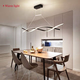 LED Modern Chandelier, Dimmable Ceiling Light with Remote Control L100Xw14Cm Creative Pendant Lights Fixture Acrylic Wave Black Island Light Linear Chandeliers for Dining Room Living Room Kitchen