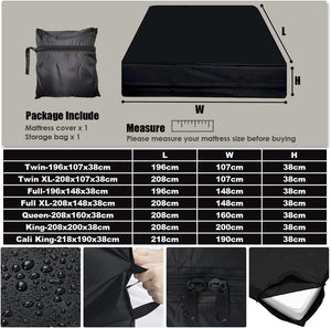 Mattress Bag for Moving and Storage Waterproof Reusable Mattress Cover with Handle for Moving Mattress Storage Bag Fit for Twin Queen King Size (Black, King)